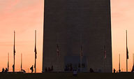 [The Dusk of Liberty] - washington monument, sunset, national mall, flags, silhouette